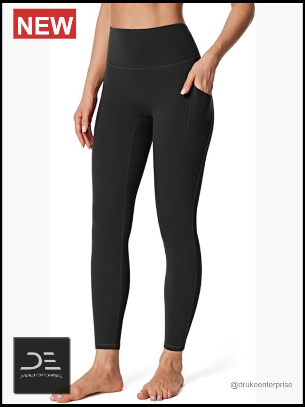 Buttery Soft No Front Seam Leggings with Pockets High Waisted Tummy Control